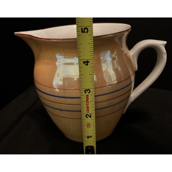 Vintage 1930s Union K Czech Lusterware Striped Art Deco Pitcher 1/2 Liter - Picture 11 of 13